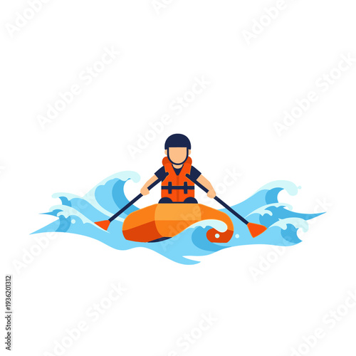 Person in Kayak on Wavy Water, Paddling Activity, Outdoor Recreation