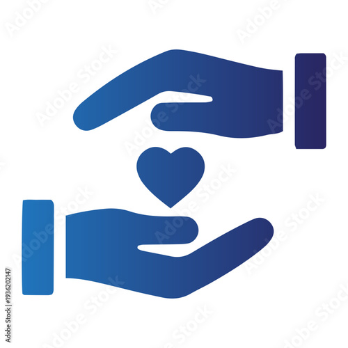 Illustration of helping hands holding a heart symbolizing care and support