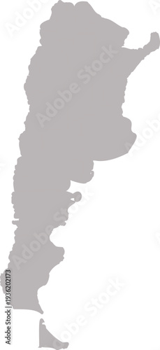 Argentina Map Silhouette - Detailed Vector Gray Outline of Argentine Republic