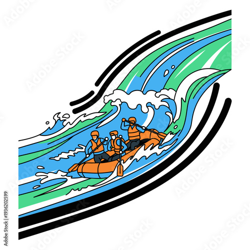 Team White Water Rafting Adventure on Raging River Rapids