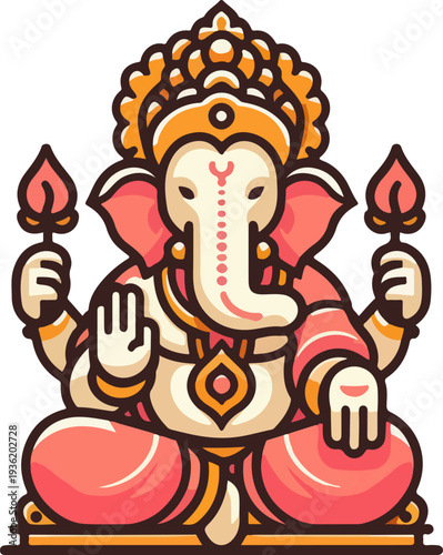 High-Quality Line Art Graphic of the Elephant-Headed Deity, Embodying Wisdom, Prosperity, and the Remover of Obstacles in a Clean, Modern Style.