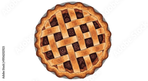 Delicious Homemade Cherry Pie with Lattice Crust, Top View