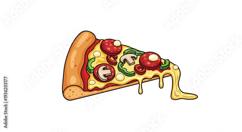 Delicious Slice of Pizza with Melting Cheese and Toppings