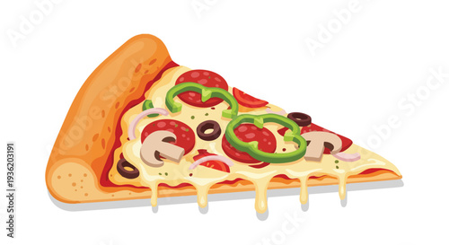 Delicious Slice of Pizza with Melting Cheese and Toppings