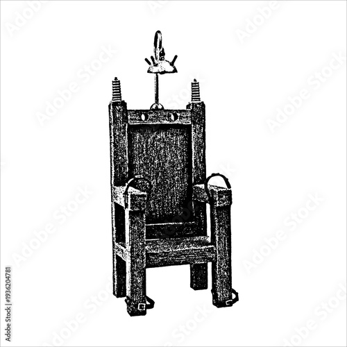Vintage Electric Chair Engraving Illustration