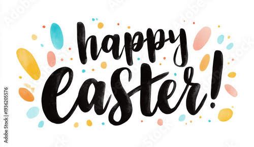 a set of hand-written vector calligraphy text reading happy easter! isolated on a white background