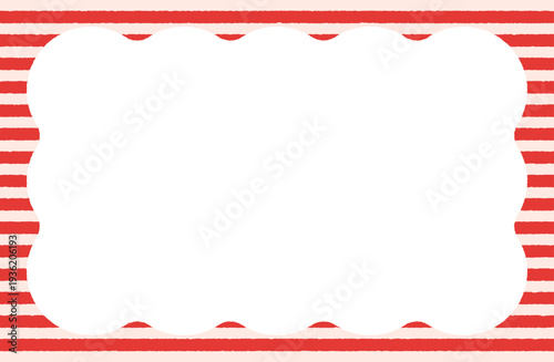手書き風ボーダーのポップフレーム背景 赤