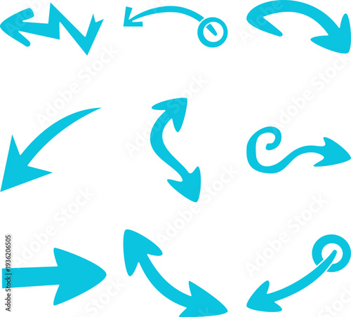 Blue Solid Vector Arrow Icons