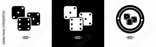 Dice logo set. Collection of black and white logos. Stock vector.