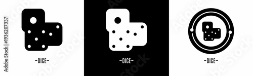Dice logo set. Collection of black and white logos. Stock vector.