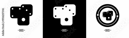 Dice logo set. Collection of black and white logos. Stock vector.