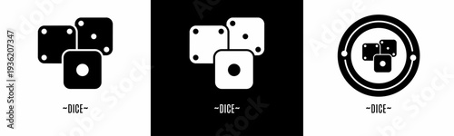 Dice logo set. Collection of black and white logos. Stock vector.