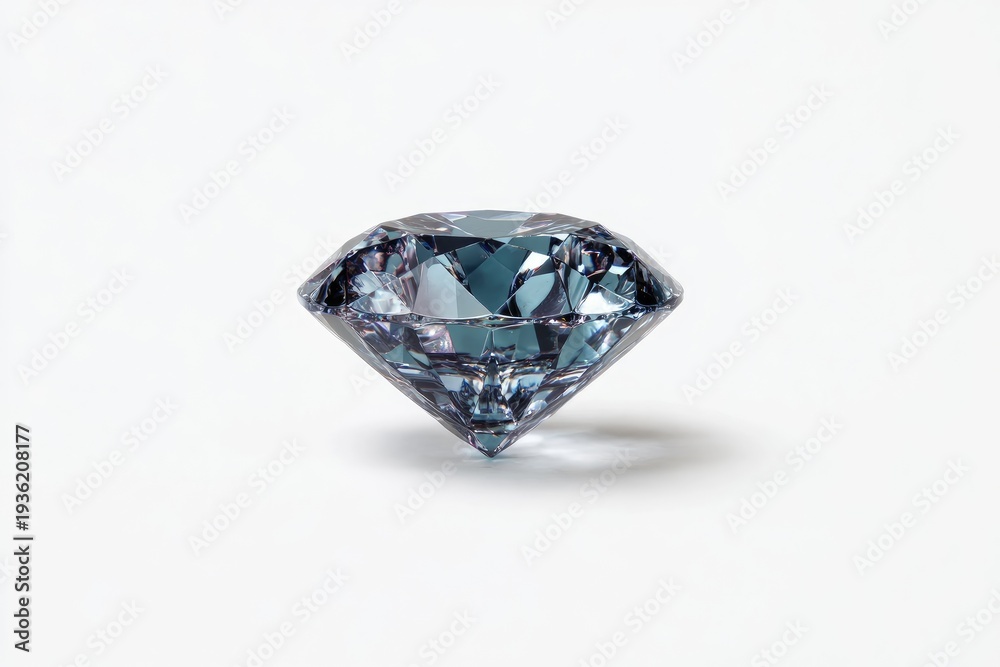 Fototapeta premium Gray diamond, round cut, on white background