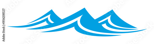 Ocean storm blue wave icon or graphic badge. Yachting sport abstract wave icon, marine navigation sea swirly stream isolated vector sign. Nautical travel company curly water emblem or symbol