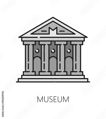 Museum line icon of art gallery exhibition line pictogram, , vector symbol. Museum exhibition and art gallery icon of museum building for antique artworks and masterpiece exposition