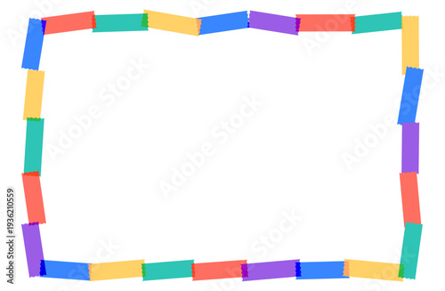 原色カラフルなマスキングテープのフレーム背景