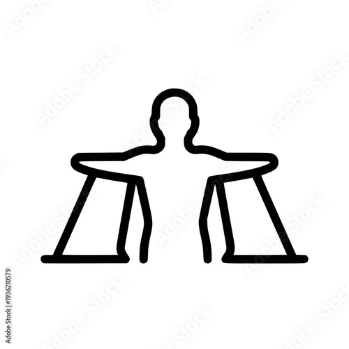 Human figure balancing scales icon representing justice, equality, and equilibrium in a modern flat line art style for legal and ethical concepts on transparent background. on transparent background