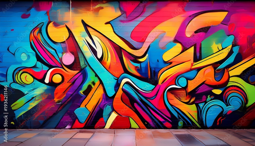 Fototapeta premium colorful graffiti wall generative ai