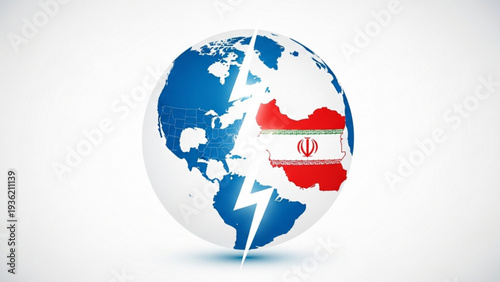 Global representation with a highlighted nation, symbolizing international connection and power dynamics in a vector illustration from a centered viewpoint