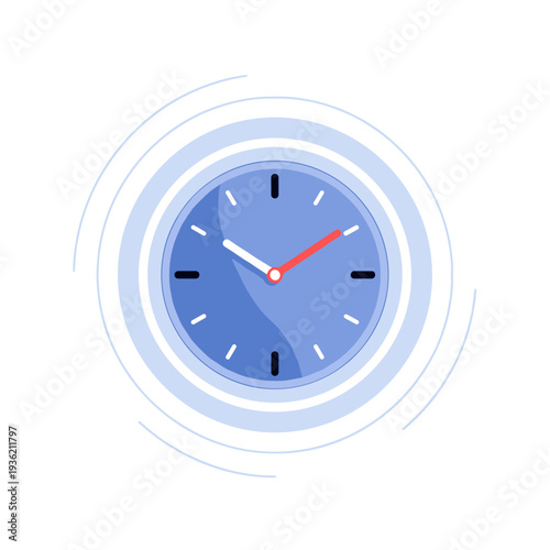 Blurred clock face with red and white hands moving fast