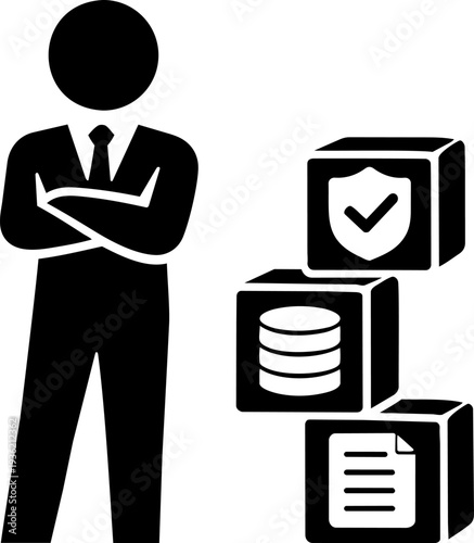 Enterprise Security Manager Overseeing Data Protection and Compliance Silhouette Vector