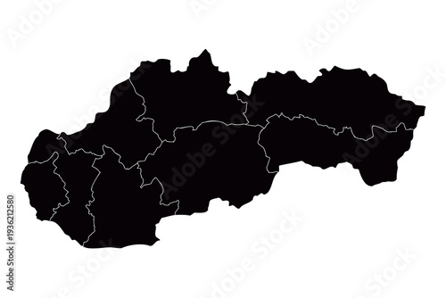Photography Slovakia Political Map Vector - Black Silhouette with White Administrative Regio