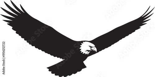 Powerful eagle flying wall art design featuring a bold soaring eagle silhouette in a clean detailed style.