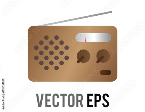 Retro portable radio with antenna and tuning dial, vintage audio device illustration