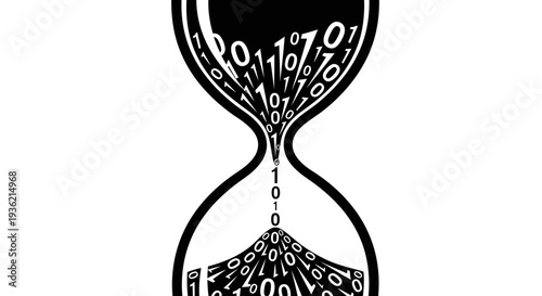 Hourglass Filled with Binary Code Numbers.