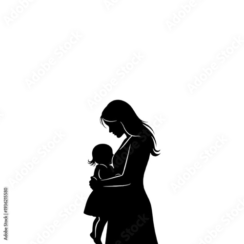 Mother and baby vector illustration with golden radiant sunburst background for religious design