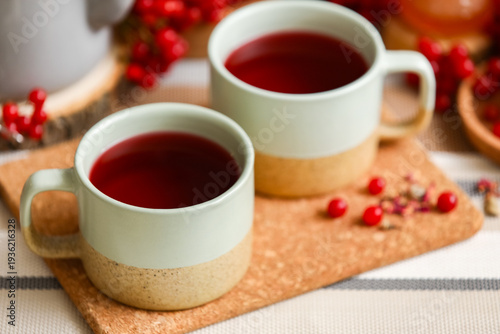 Cups of tasty viburnum tea ...