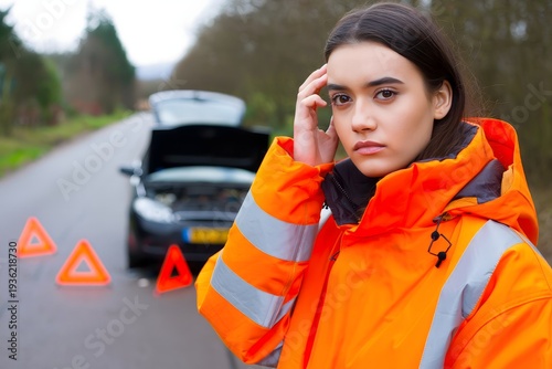 Car breakdown assistance needed woman stranded roadside emergency help