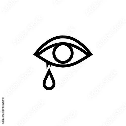 Eye crying tear drop vector illustration grief sadness sorrow pain icon symbol graphic design element concept