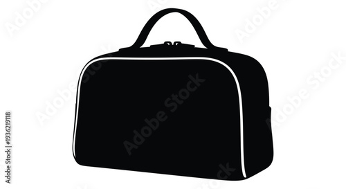A simple black silhouette of a vintage style doctor s bag or handbag