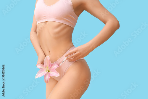 Young woman in underwear wi...