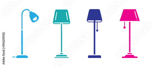 Collection of 4 standing lamp icons, suitable for web use, print design, or app development.

