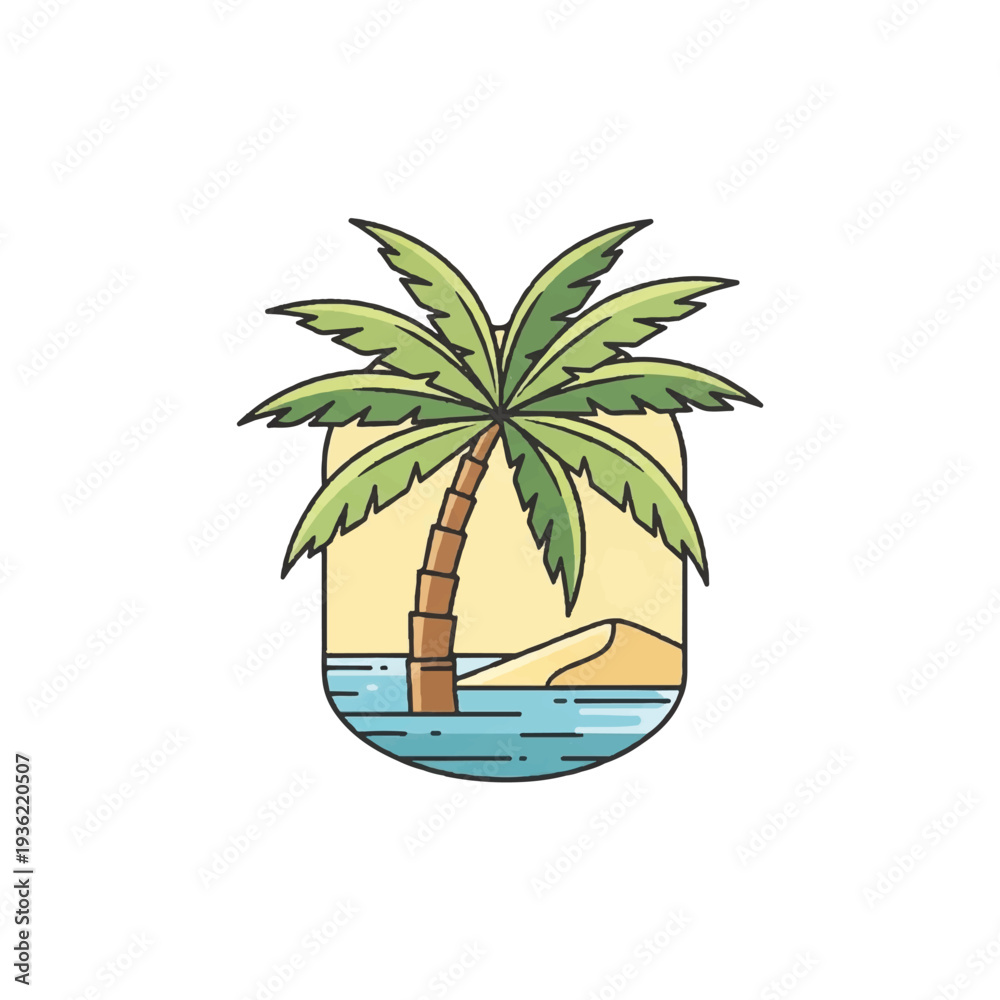 Obraz premium Cartoon palm tree silhouette ...