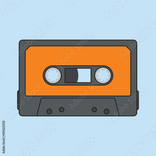 A classic orange audio cassette tape illustration, evoking 80s and 90s music nostalgia
