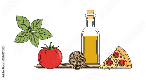 Delicious Italian food ingredients for cooking and pizza making