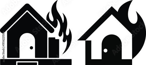 House on fire  burning house  fire icon  emergency symbol