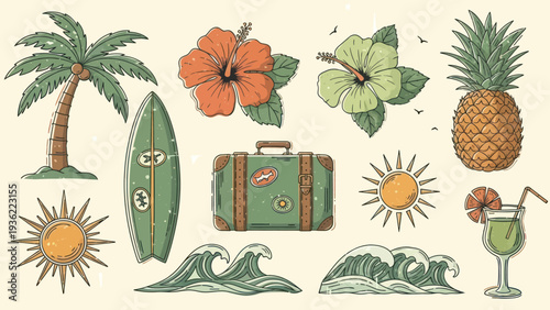Tropical Summer Vacation Elements Collection.