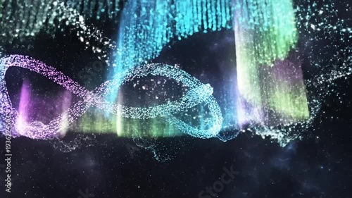 Abstract cosmic portal with shimmering colorful particles