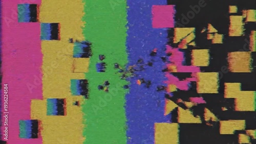 Abstract digital glitch art with colorful pixelated noise
