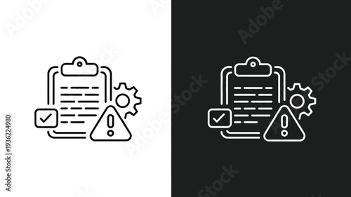 Acceptable risk outline icon vector illustration, black and white safety assessment symbol for compliance, business evaluation, quality control, and risk management design