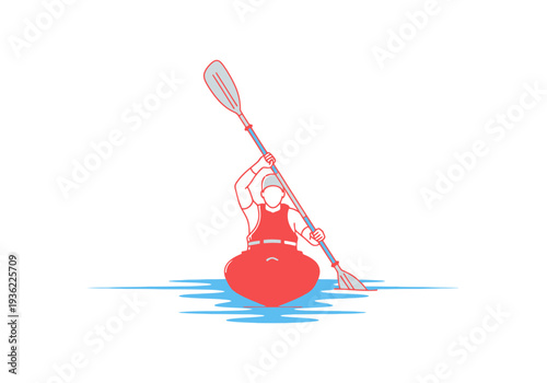 Person paddling kayak on water surface during outdoor recreation activity and sport