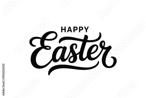 Elegant "Happy Easter" calligraphy text on a clean white background