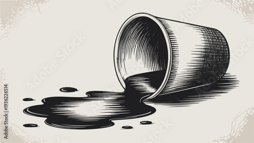 Overturned Bucket Spilling Liquid