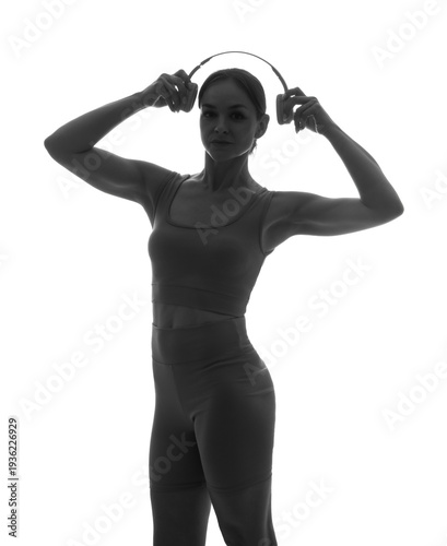 Silhouette of sporty woman ...