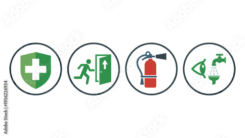 Safety and Emergency Evacuation Icon Set