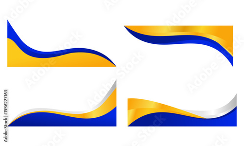 Free Download Blue and gold wavy banner shapes and headers template design for corporate certificate or business presentation background - GFXLoad